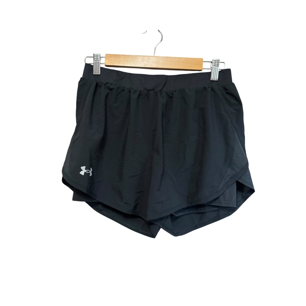 Under Armour Running Shorts Womens Medium Black Excellent HeatGear 2-in-1 Layer